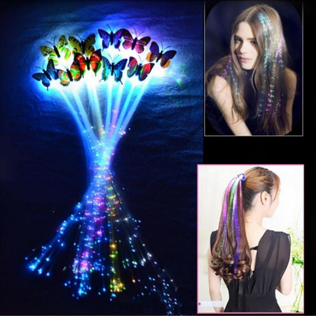 LED Flashing Light Butterfly Hair Clip | Braid Optical Fibber Hairpin Party Decor | Girl and Women Party Favours