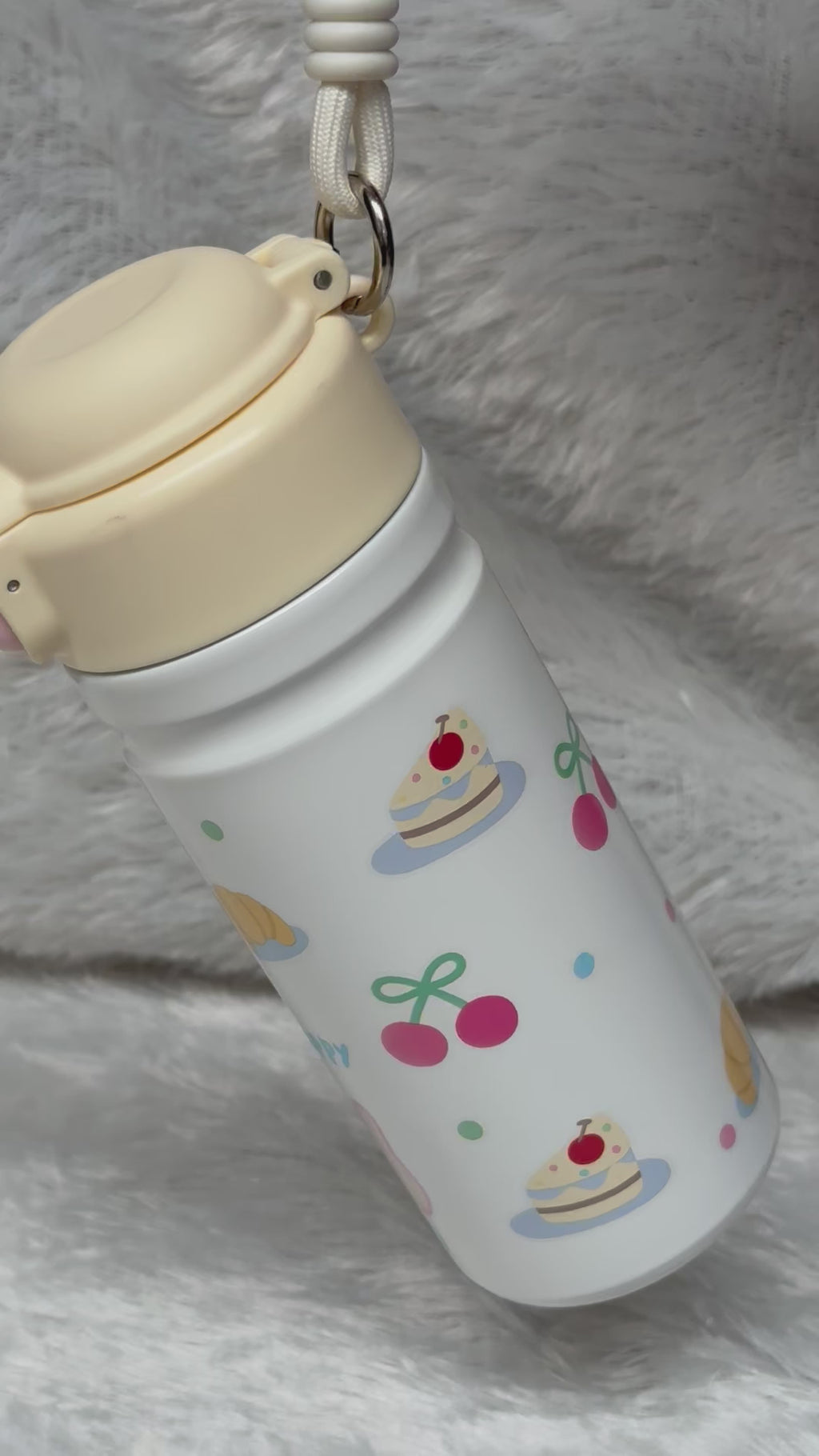 Portable Stainless Steel Drinkware Cartoon Animal Tumbler with Straw Bounce Lid Features a Stylish Rope Handle
