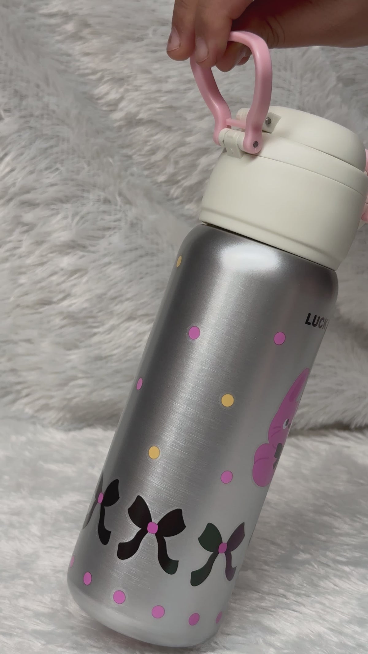Kids Insulated Stainless Steel Water Bottle - 500ml/600ml Leak-Proof Sipper Thermos with One-Click Flip Top Lid & Pop-Up Straw | Cute Cartoon Animal Series for School, Travel, and Outdoor Adventures
