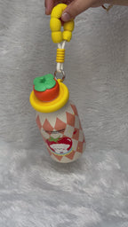 Cute Fruit Lid Insulated Water Bottle 400ml with Straw & Beaded Strap for Kids